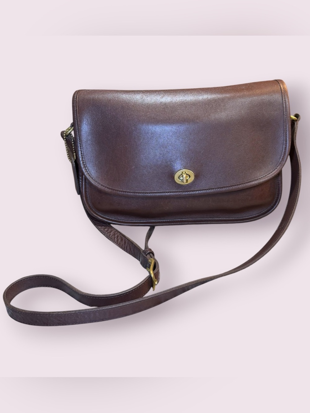 Vintage COACH #9790 City Bag Mahogany Brown Leather Crossbody Shoulder Purse